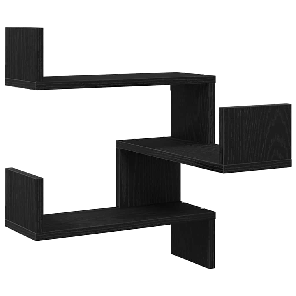 Wall corner shelves 2 pcs black oak 40 x 40 x 49.5 cm