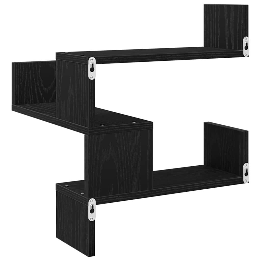 Wall corner shelves 2 pcs black oak 40 x 40 x 49.5 cm
