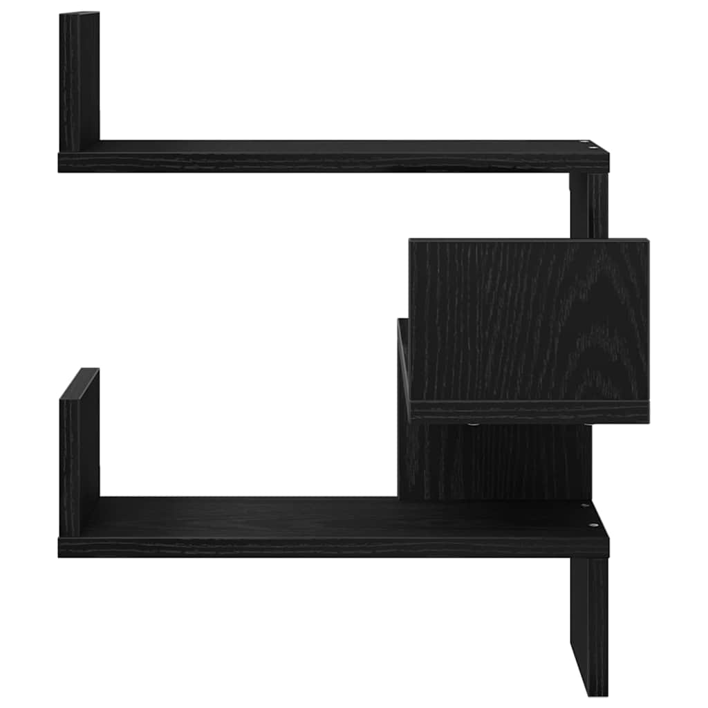 Wall corner shelves 2 pcs black oak 40 x 40 x 49.5 cm