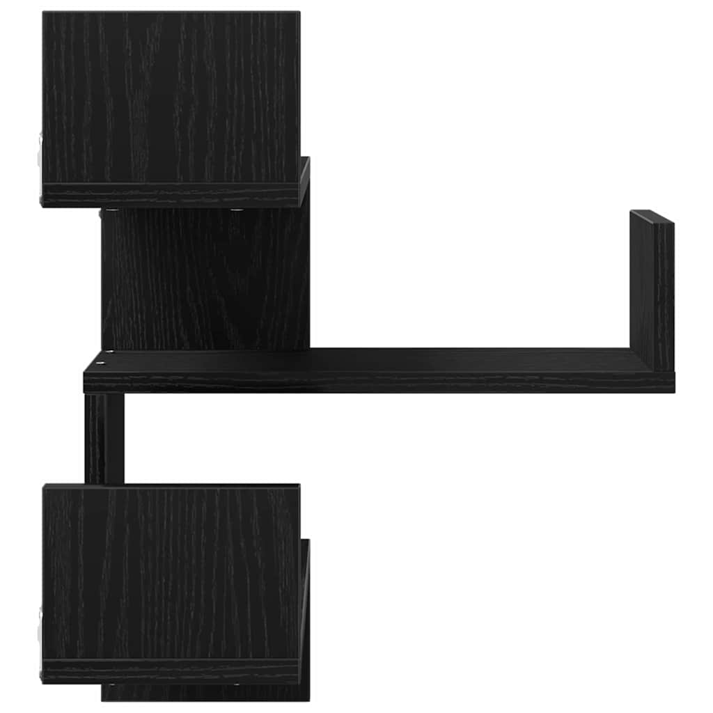 Wall corner shelves 2 pcs black oak 40 x 40 x 49.5 cm