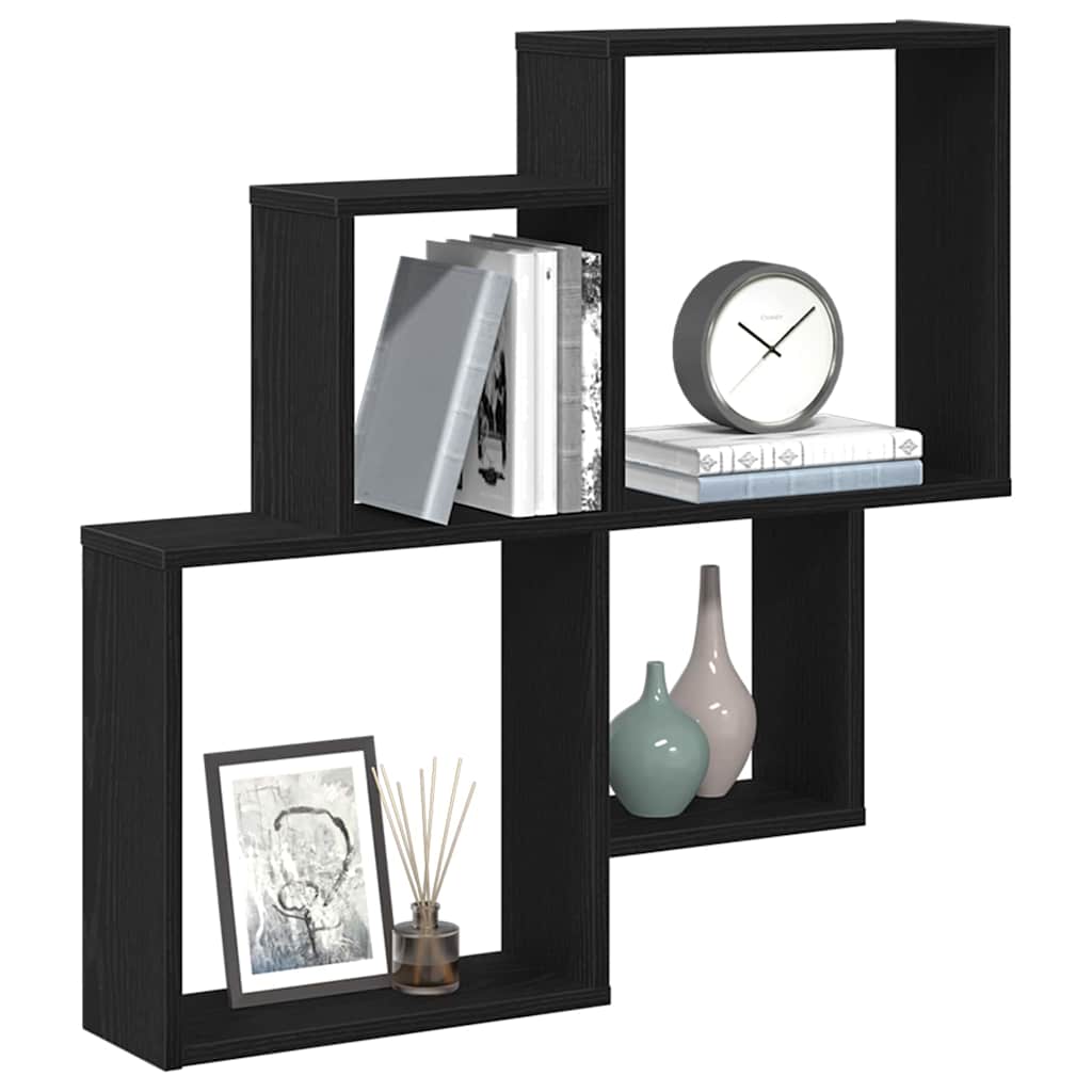 Sienas kubveida plaukts melns ozols 80 x 15 x 78.5 cm