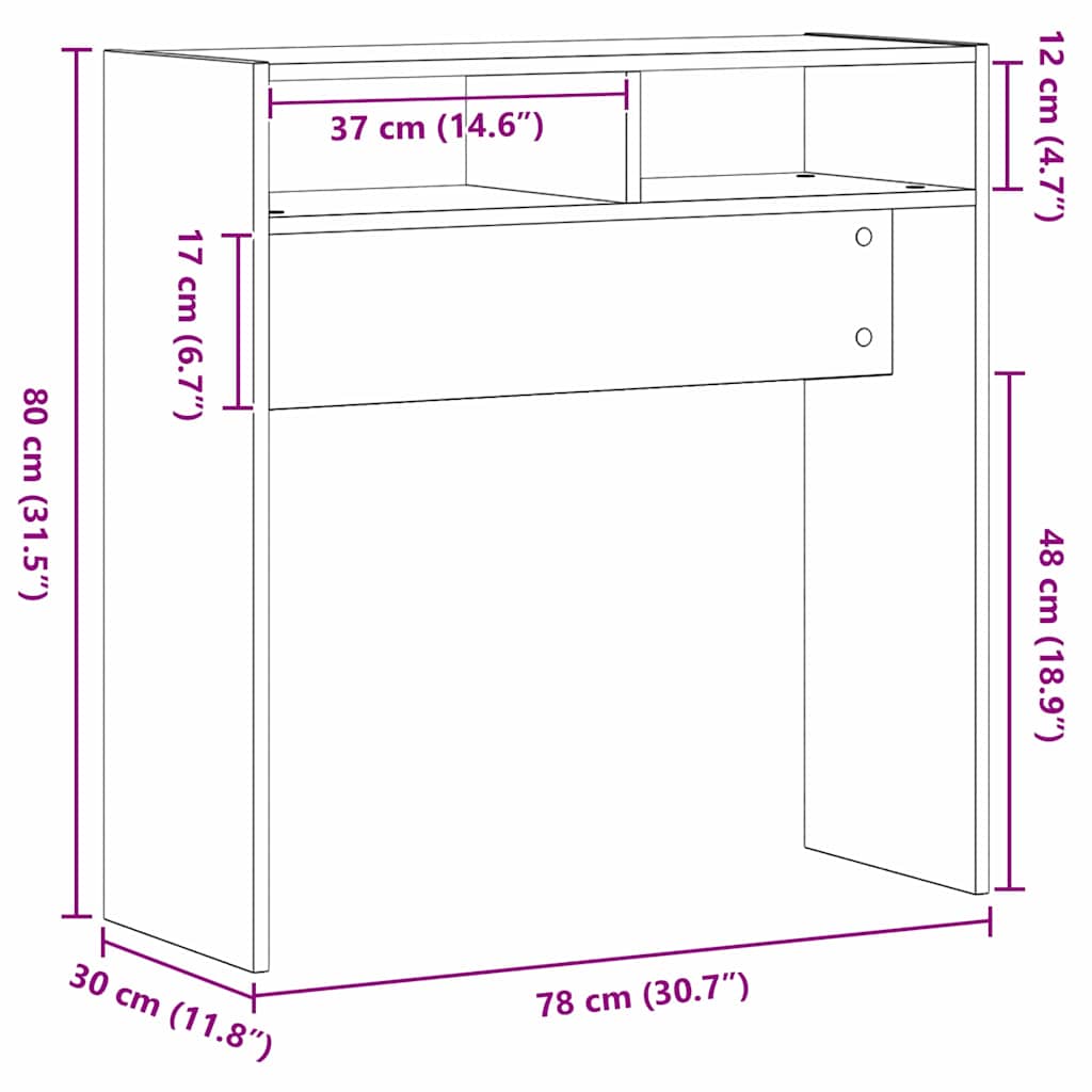Konsolinis stalas Juodas ąžuolas 78 x 30 x 80 cm