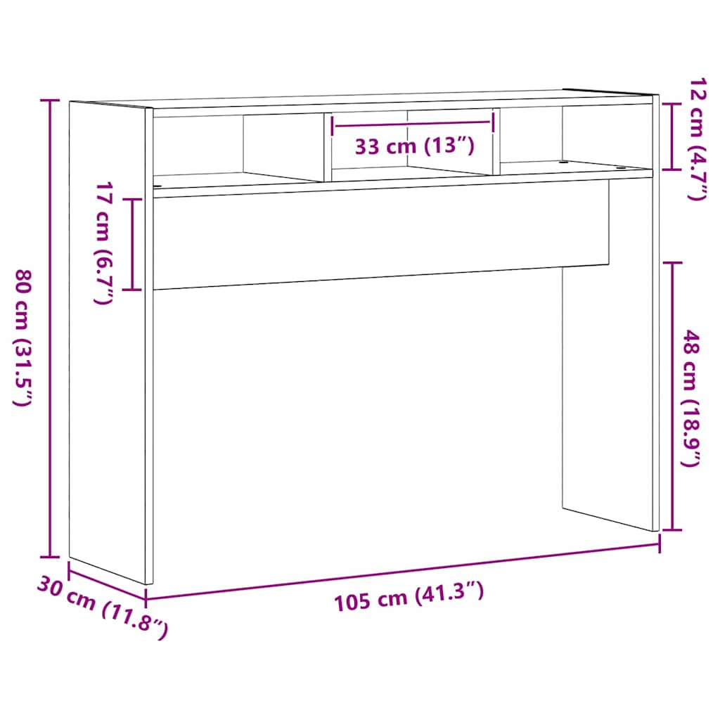 Konsoles galds melns ozols 105 x 30 x 80 cm