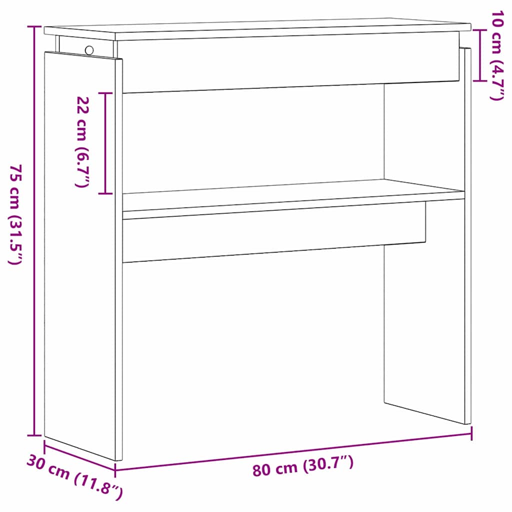 Console Table Black Oak 80 x 30 x 80 cm
