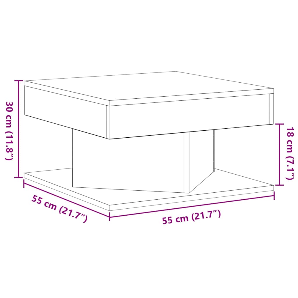 Juodas Ąžuolo Kavos Staliukas 57x57x30 cm iš Inžinerinės Medienos