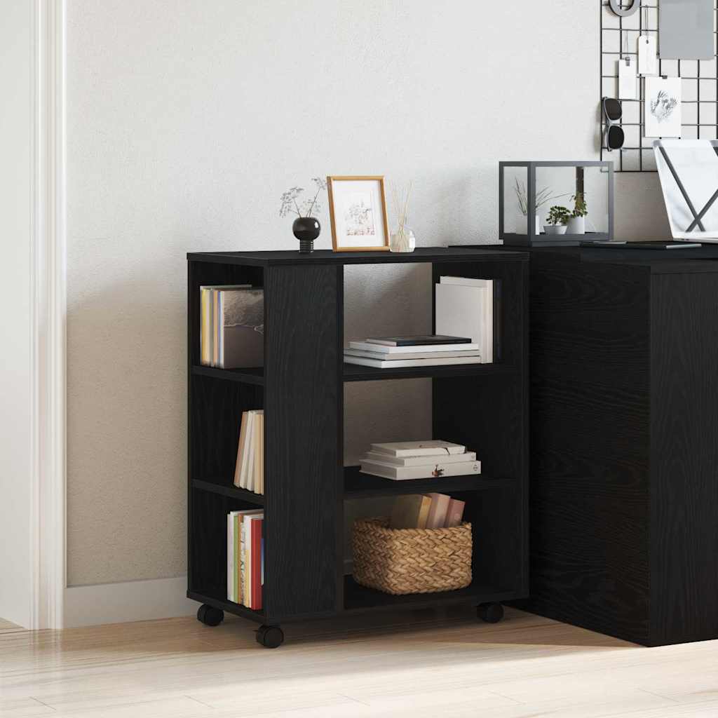 Storage cabinet with wheels Black oak 60 x 35 x 75 cm