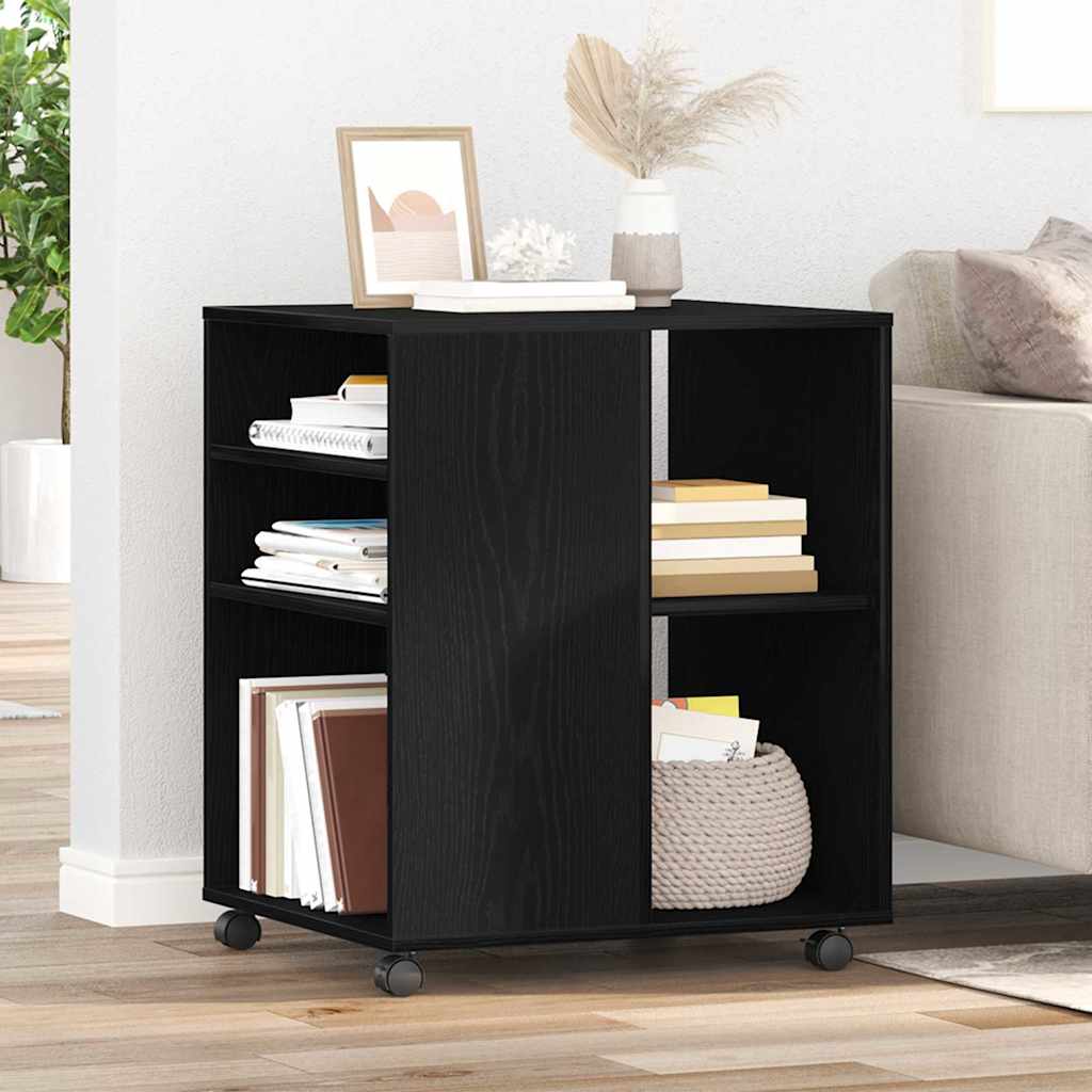 Storage cabinet with wheels Black oak 60 x 53 x 72.5 cm
