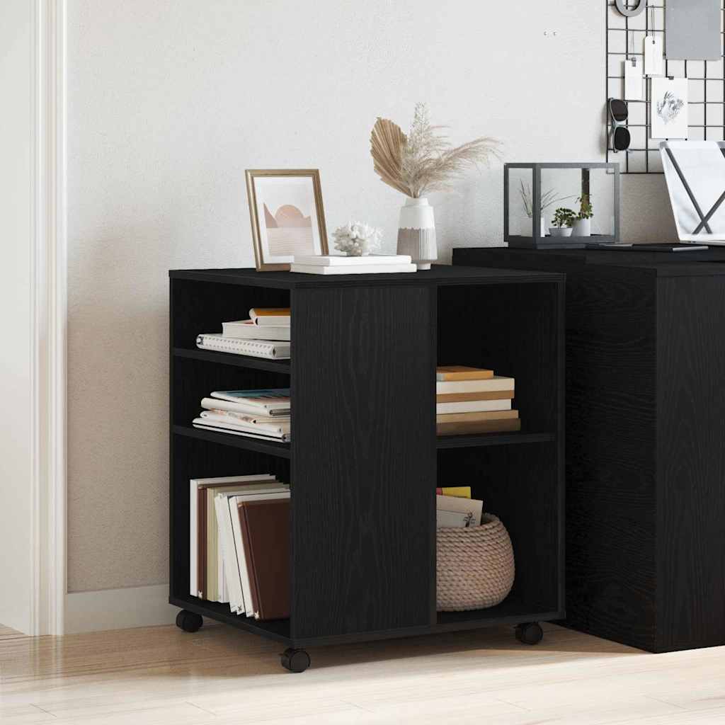 Storage cabinet with wheels Black oak 60 x 53 x 72.5 cm