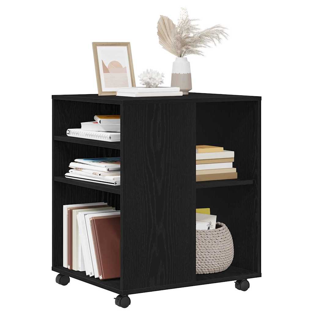 Storage cabinet with wheels Black oak 60 x 53 x 72.5 cm