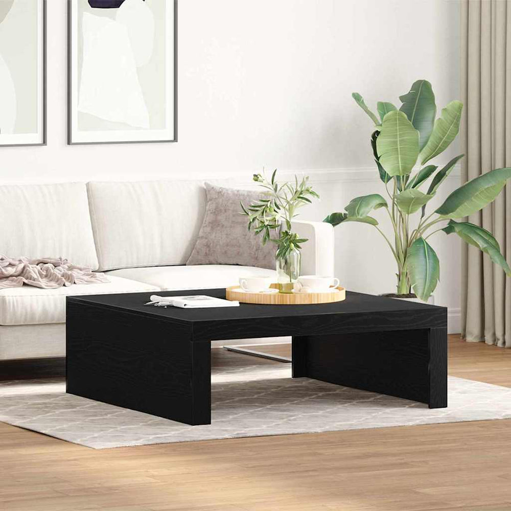 Juodasis ąžuolo kavos staliukas - 100 x 100 x 35 cm, pagamintas iš kokybiško inžinerinio medžio