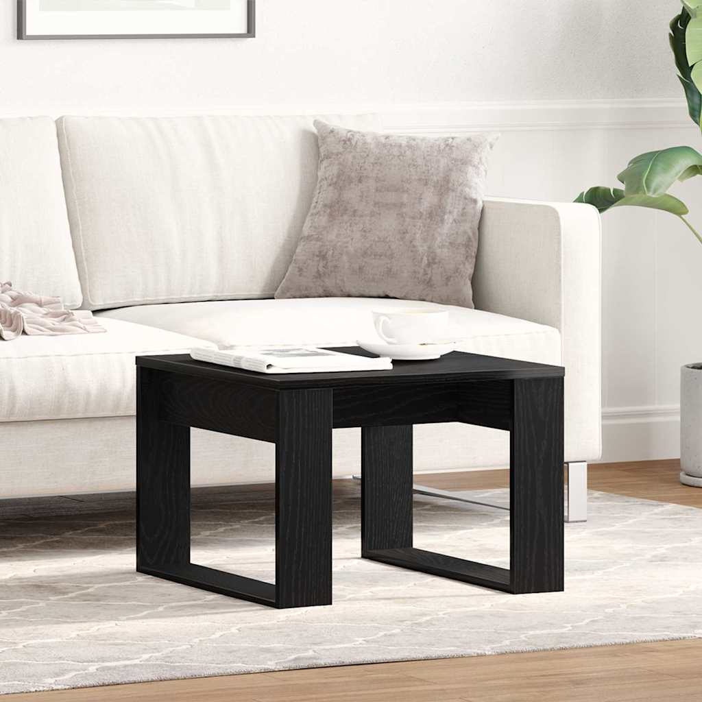 Juodas ąžuolo šoninis staliukas - 50x50x35 cm, pagamintas iš inžinerijos medienos