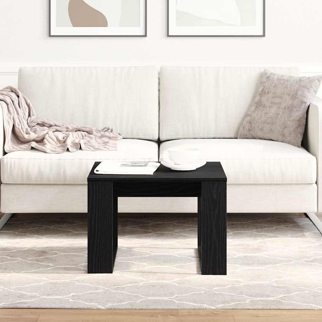Juodas ąžuolo šoninis staliukas - 50x50x35 cm, pagamintas iš inžinerijos medienos
