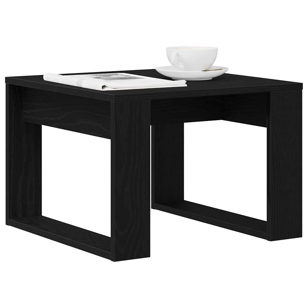 Juodas ąžuolo šoninis staliukas - 50x50x35 cm, pagamintas iš inžinerijos medienos