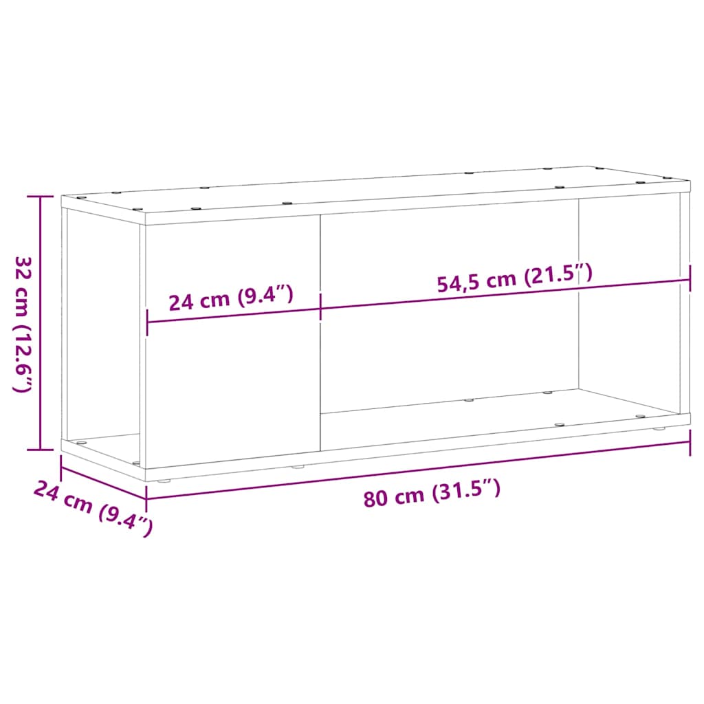 TV spintelių komplektas Juodas ąžuolas 80 x 24 x 32 cm