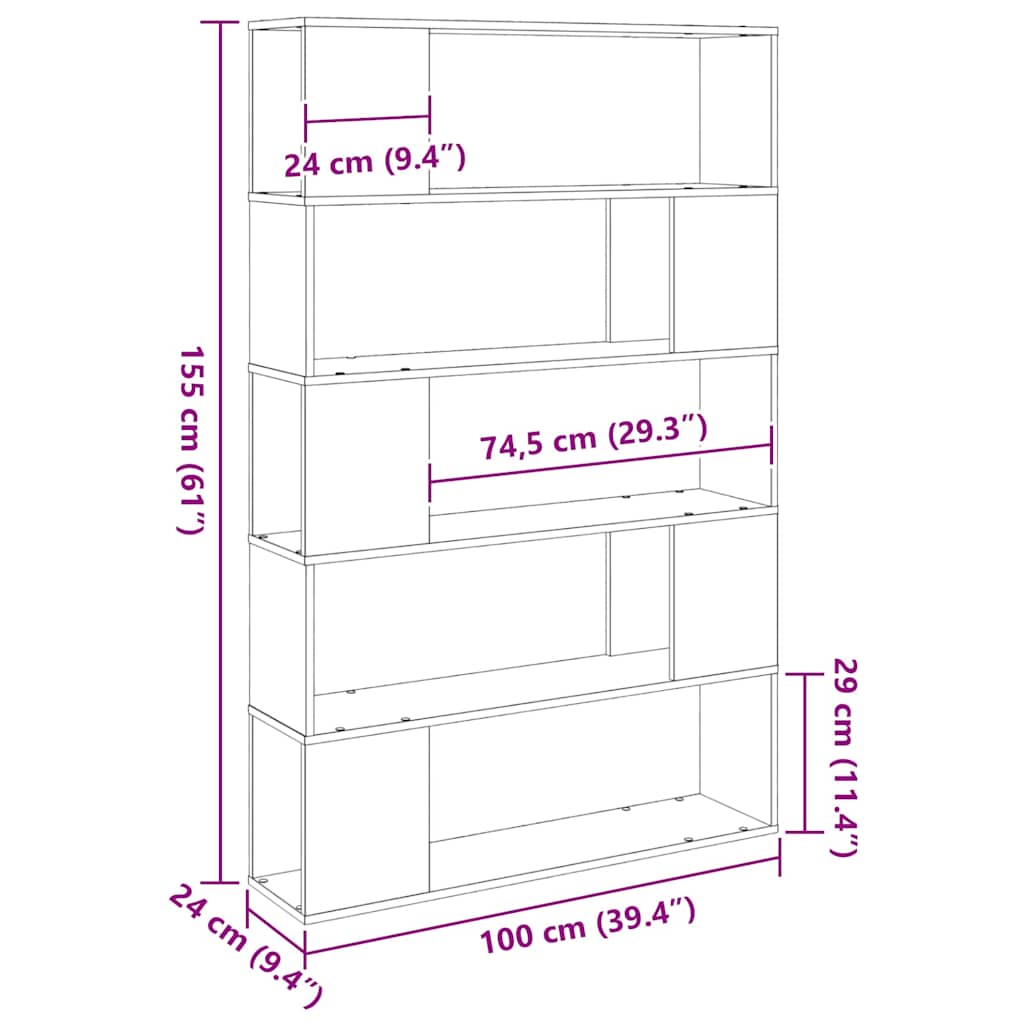 TV skapju komplekts melns ozolkoks 100 x 24 x 155 cm