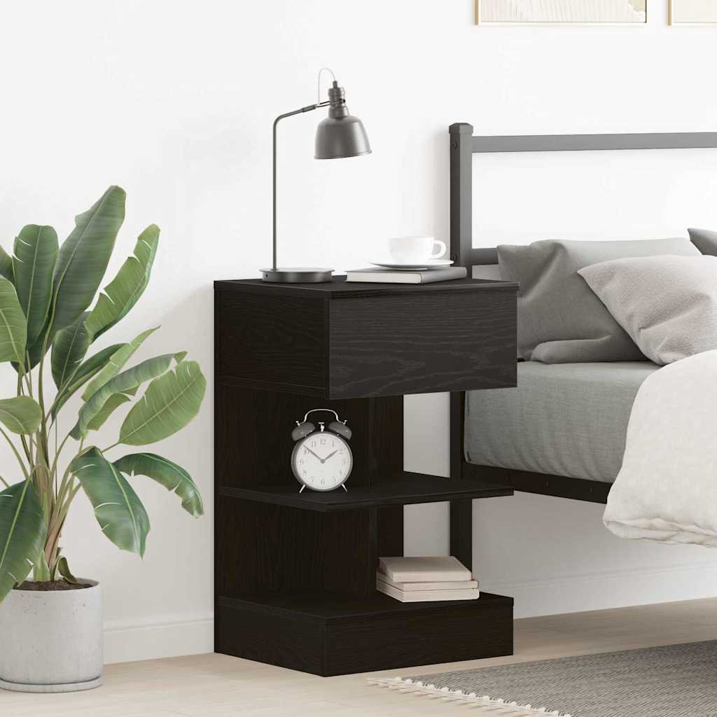 Bedside cabinet with drawer Black oak 40 x 35 x 65 cm