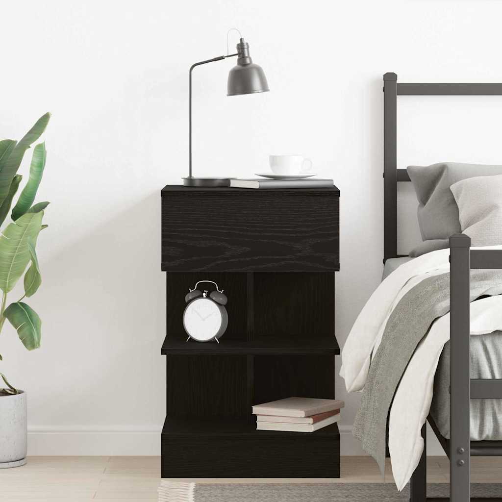 Bedside cabinet with drawer Black oak 40 x 35 x 65 cm