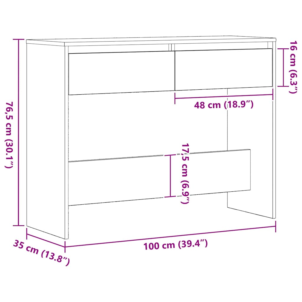Konsolinis stalas su stalčių Juodas ąžuolas 100 x 35 x 76,5 cm