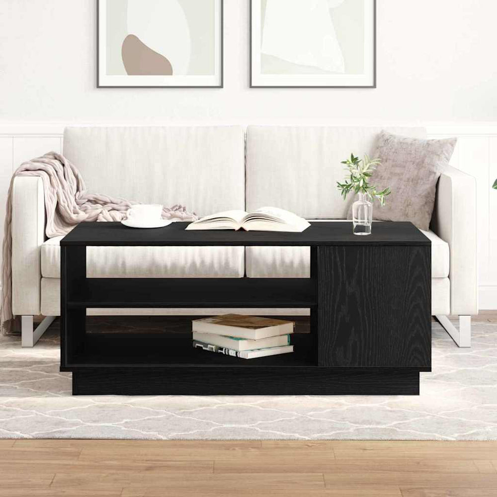 Juodas ąžuolo kavos staliukas 102x55x43 cm pagamintas iš inžinerinės medžiagos