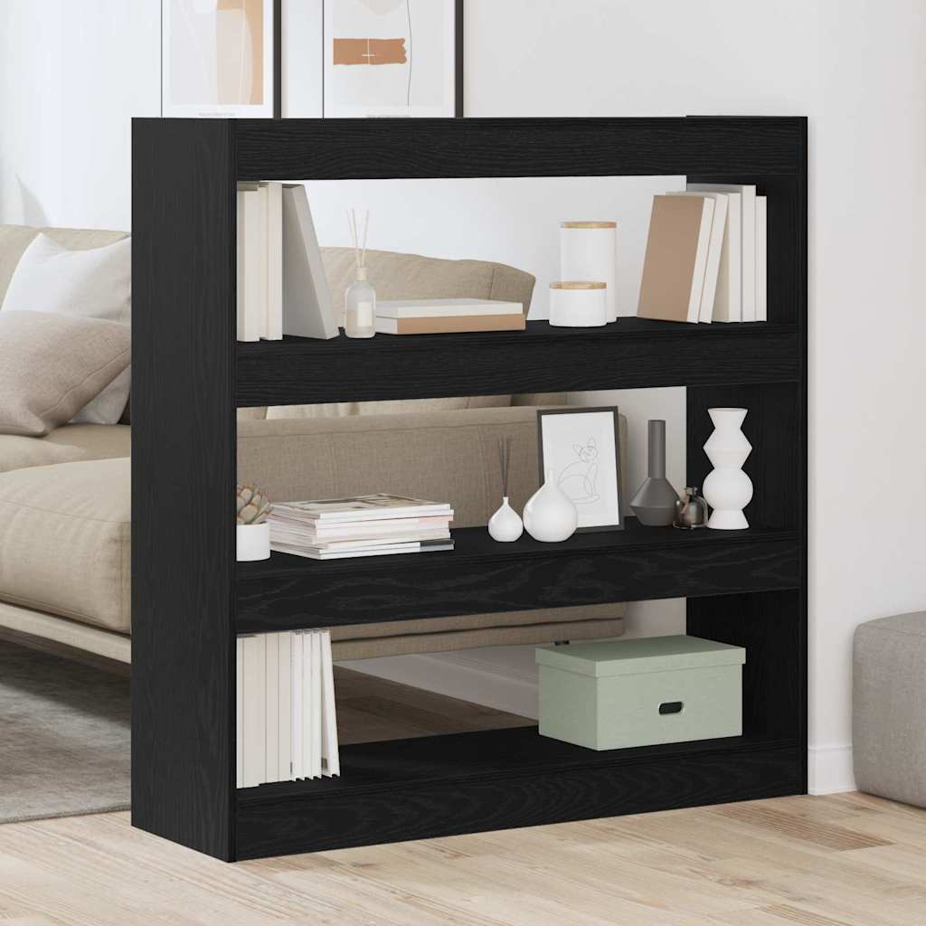 Grāmatu plaukts melns ozols 100 x 30 x 103 cm Apstrādāta koksne