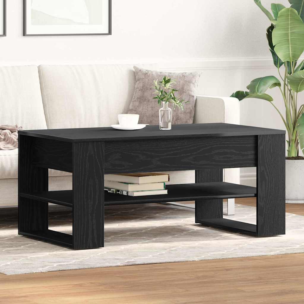 Juodas kavos staliukas 102x55x45 cm, pagamintas iš medienos