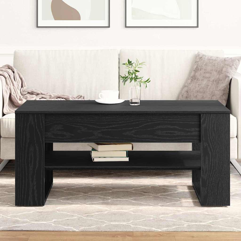 Juodas kavos staliukas 102x55x45 cm, pagamintas iš medienos