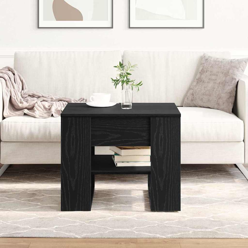 Juodo ąžuolo kavos staliukas 55.5x55x45 cm, pagamintas iš inžinerinės medienos