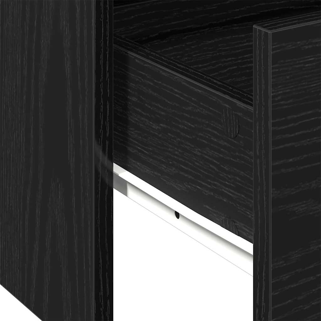 Juodas ąžuolo kavos staliukas 102x55x43.5 cm, pagamintas iš inžinerinės medienos