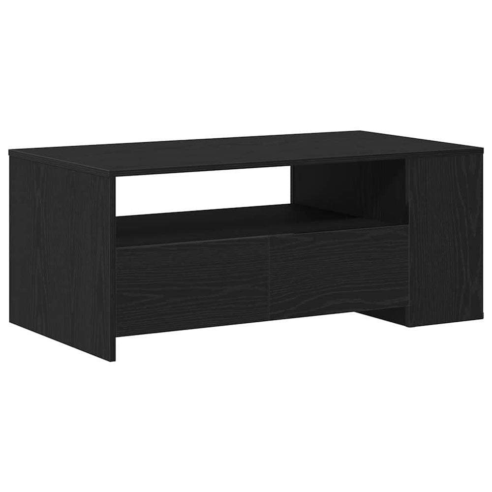 Juodas ąžuolo kavos staliukas 102x55x43.5 cm, pagamintas iš inžinerinės medienos