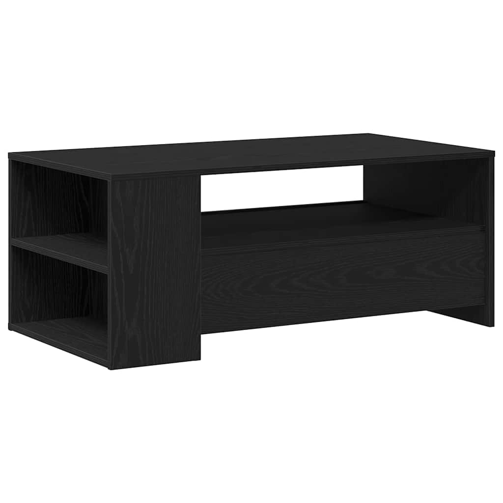 Juodas ąžuolo kavos staliukas 102x55x43.5 cm, pagamintas iš inžinerinės medienos