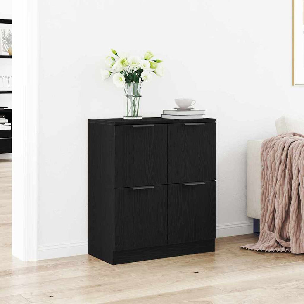 Juodas ąžuolo lado - 60 x 30 x 70 cm - Pagamintas iš inžinerinės medienos