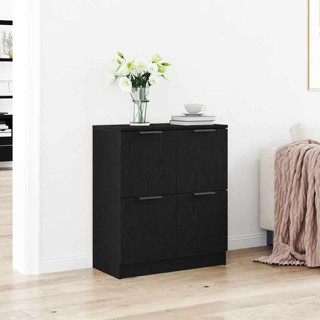 Juodas ąžuolo lado - 60 x 30 x 70 cm - Pagamintas iš inžinerinės medienos