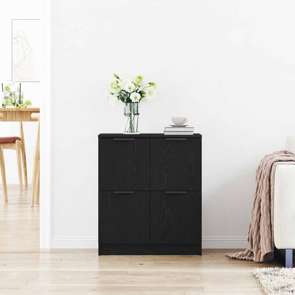 Juodas ąžuolo lado - 60 x 30 x 70 cm - Pagamintas iš inžinerinės medienos