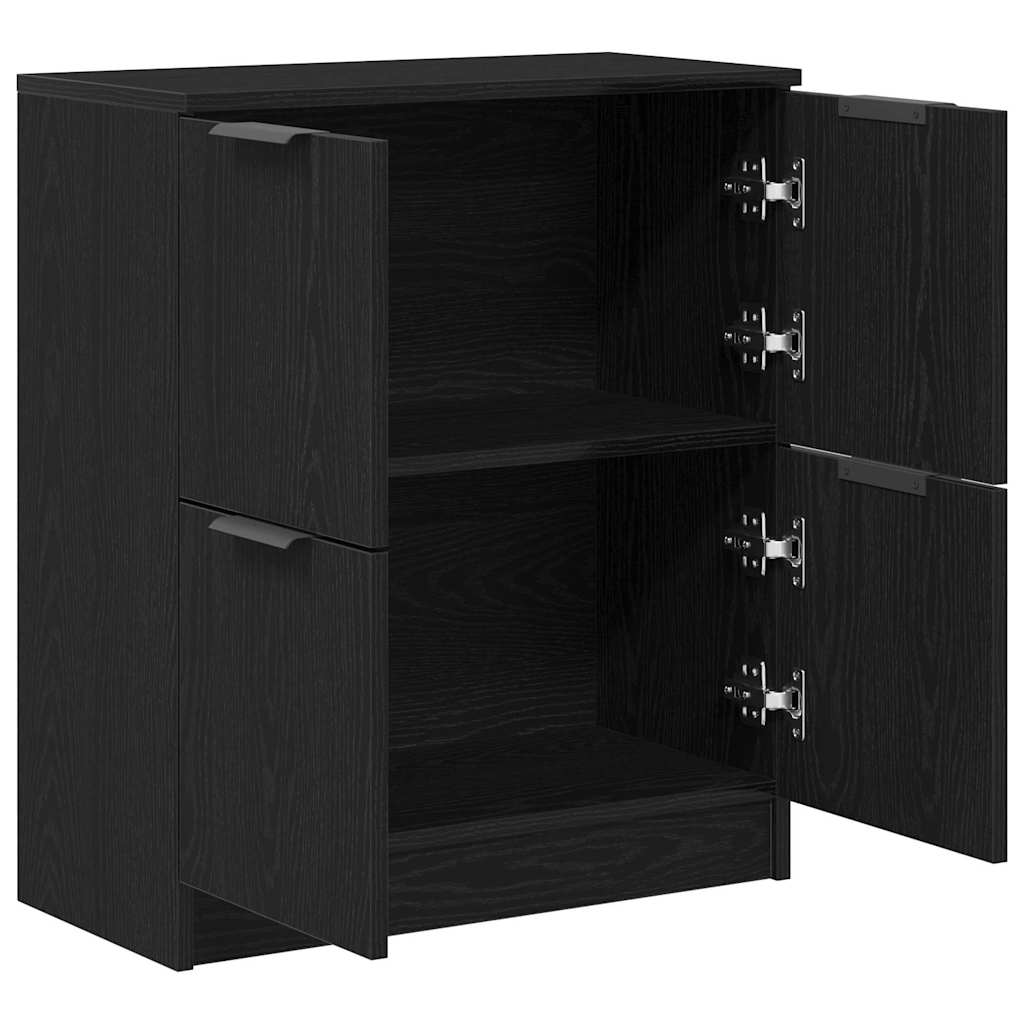 Juodas ąžuolo lado - 60 x 30 x 70 cm - Pagamintas iš inžinerinės medienos
