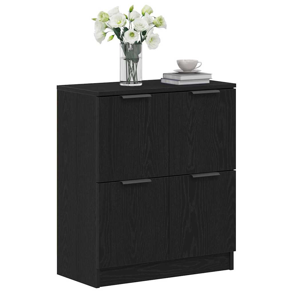 Juodas ąžuolo lado - 60 x 30 x 70 cm - Pagamintas iš inžinerinės medienos