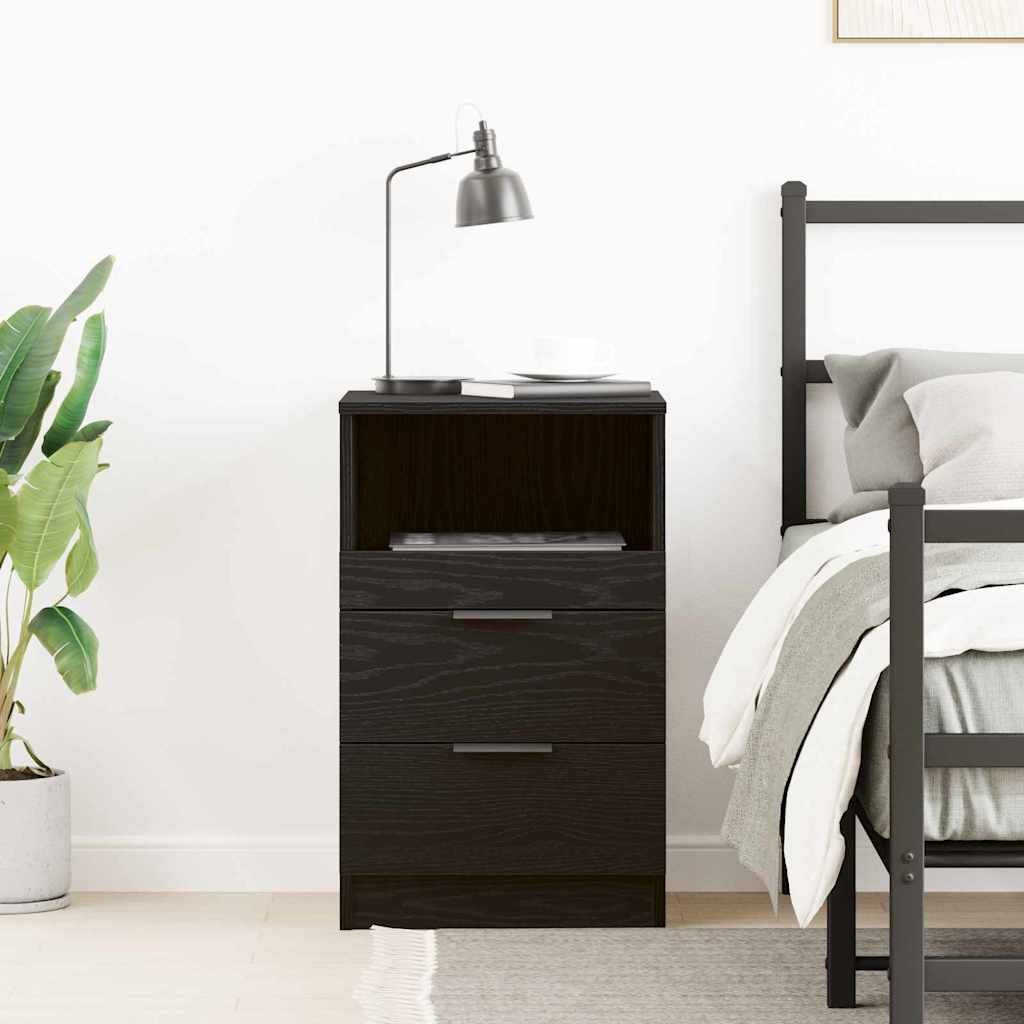 Bedside cabinet with drawer black oak 40 x 35 x 65 cm