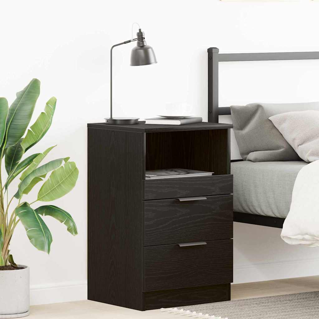 Bedside cabinet with drawer black oak 40 x 35 x 65 cm