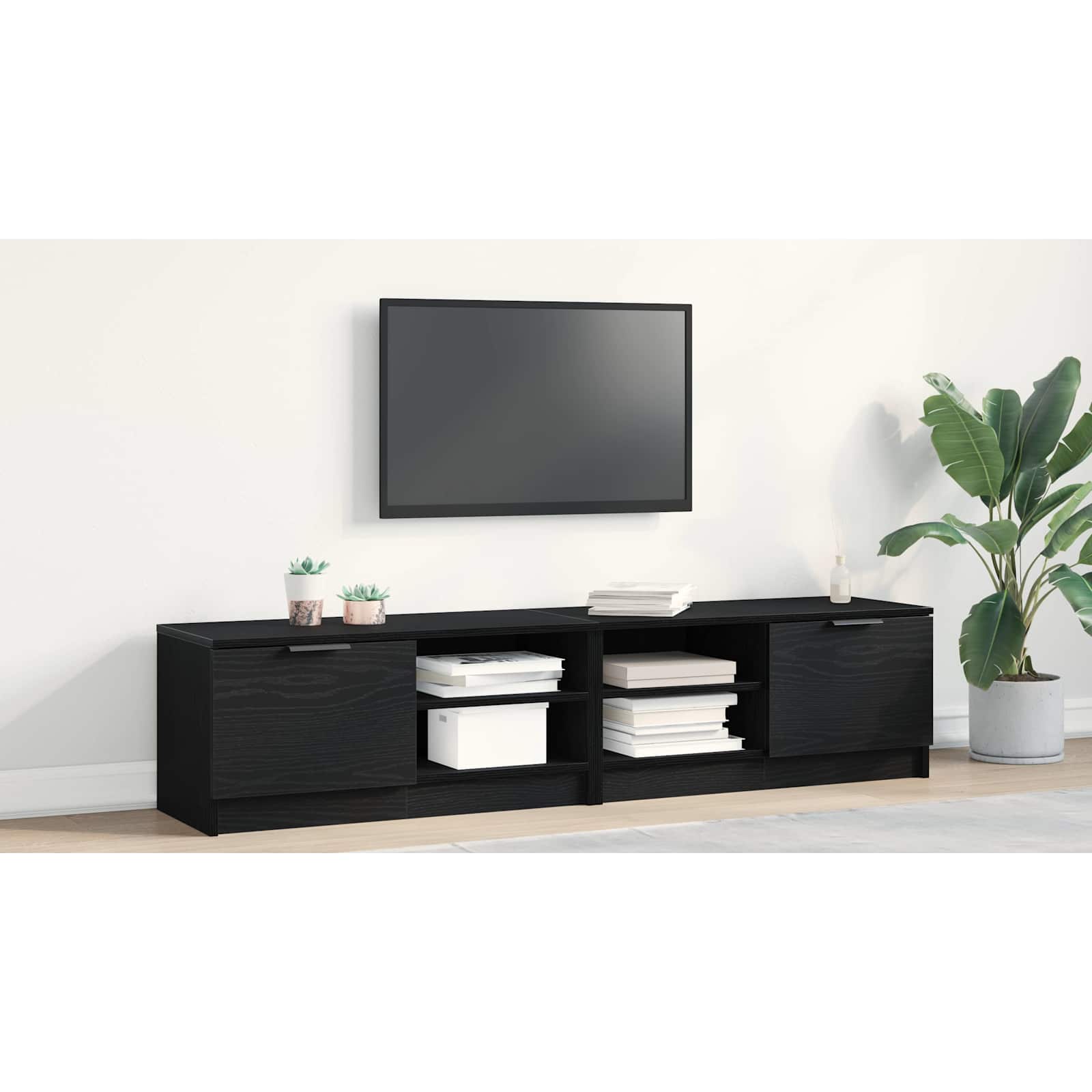 TV cabinet 2 pcs Black 80 x 35 x 36.5 cm