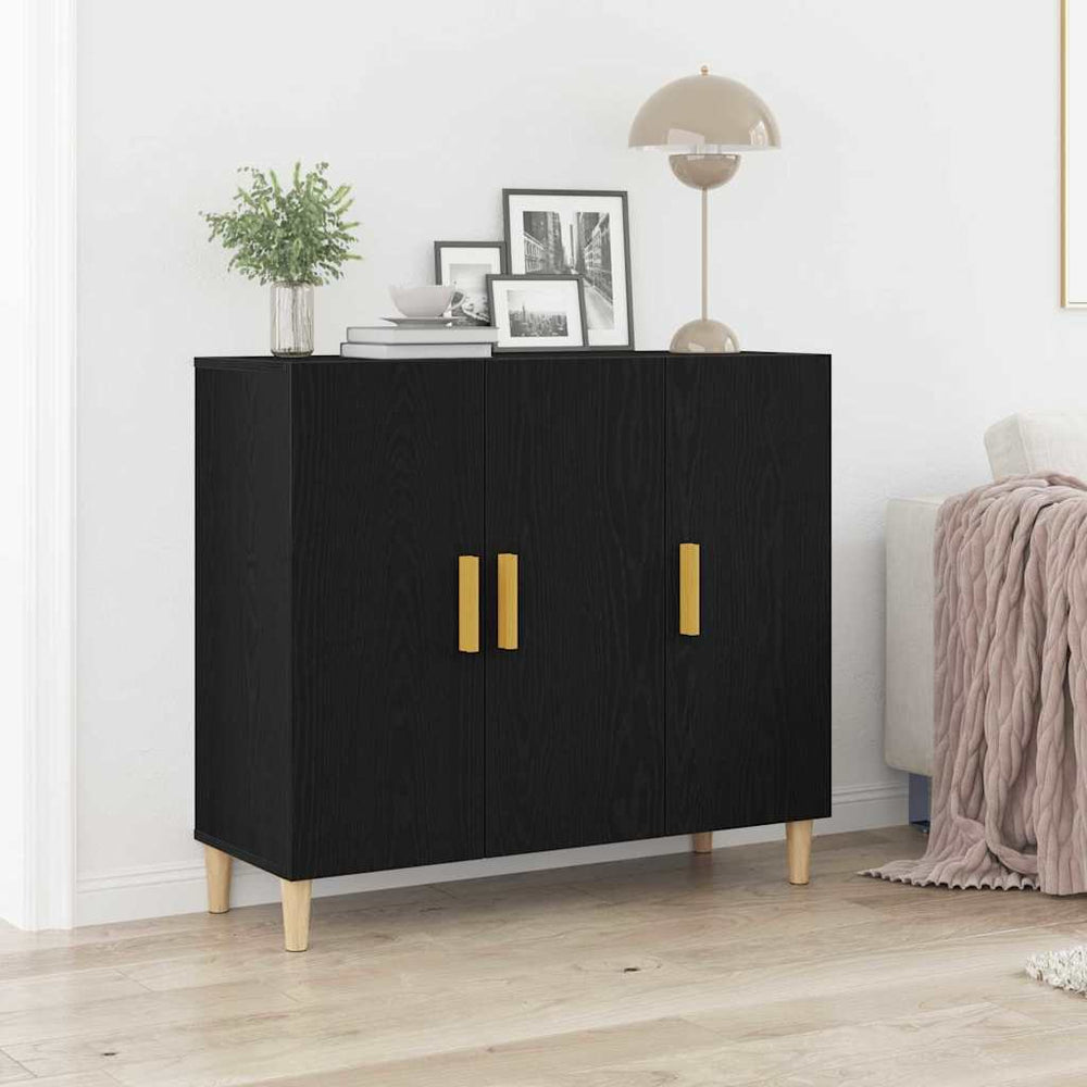 Juodas šoninis staliukas 90x34x80 cm iš inžinerinės medienos