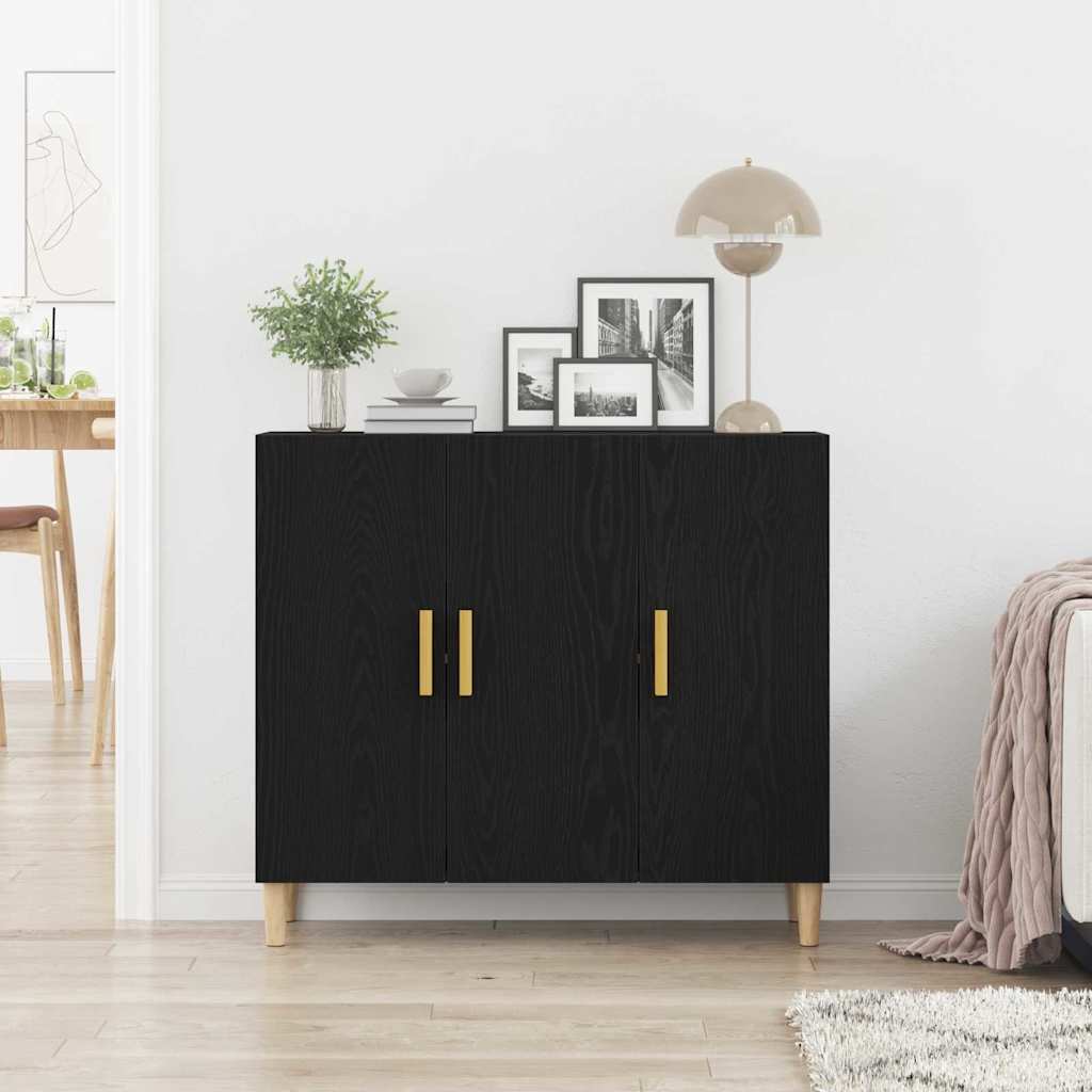 Juodas šoninis staliukas 90x34x80 cm iš inžinerinės medienos