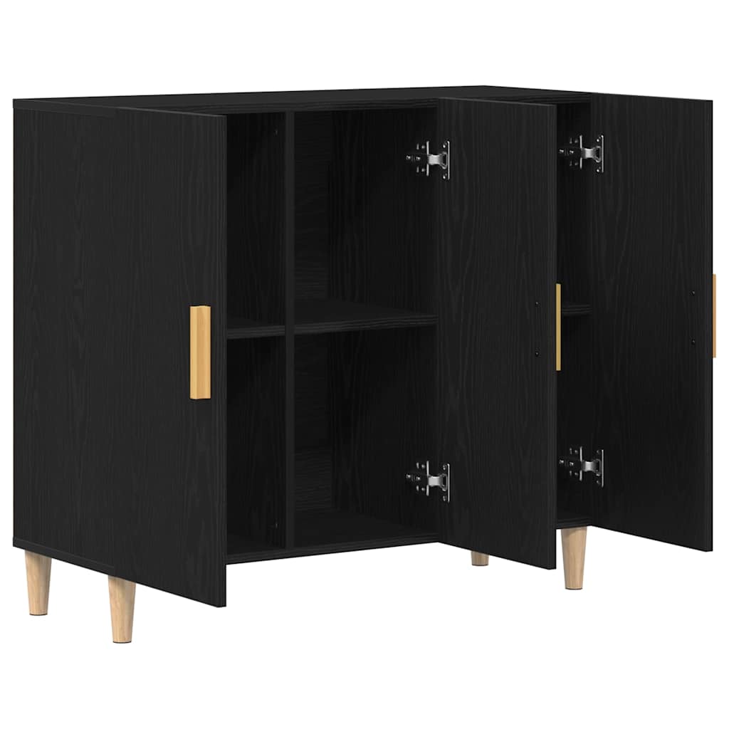 Juodas šoninis staliukas 90x34x80 cm iš inžinerinės medienos