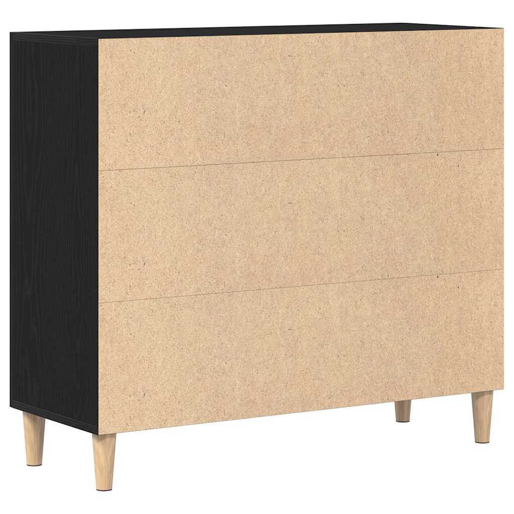 Juodas šoninis staliukas 90x34x80 cm iš inžinerinės medienos