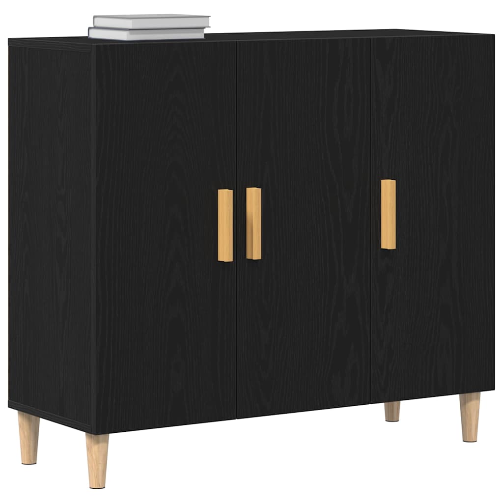 Juodas šoninis staliukas 90x34x80 cm iš inžinerinės medienos