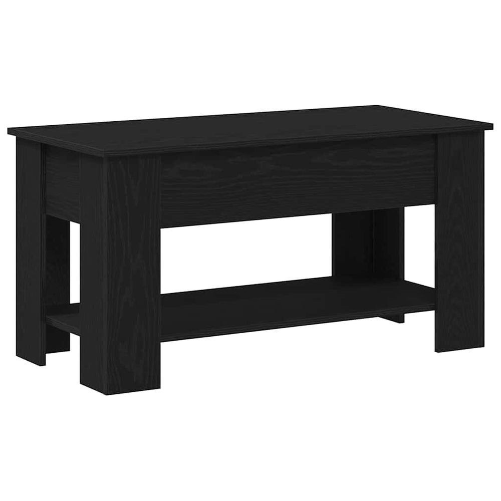 Juodas ąžuolo kavos staliukas - 101x49x52 cm, pagamintas iš inžinerinės medienos