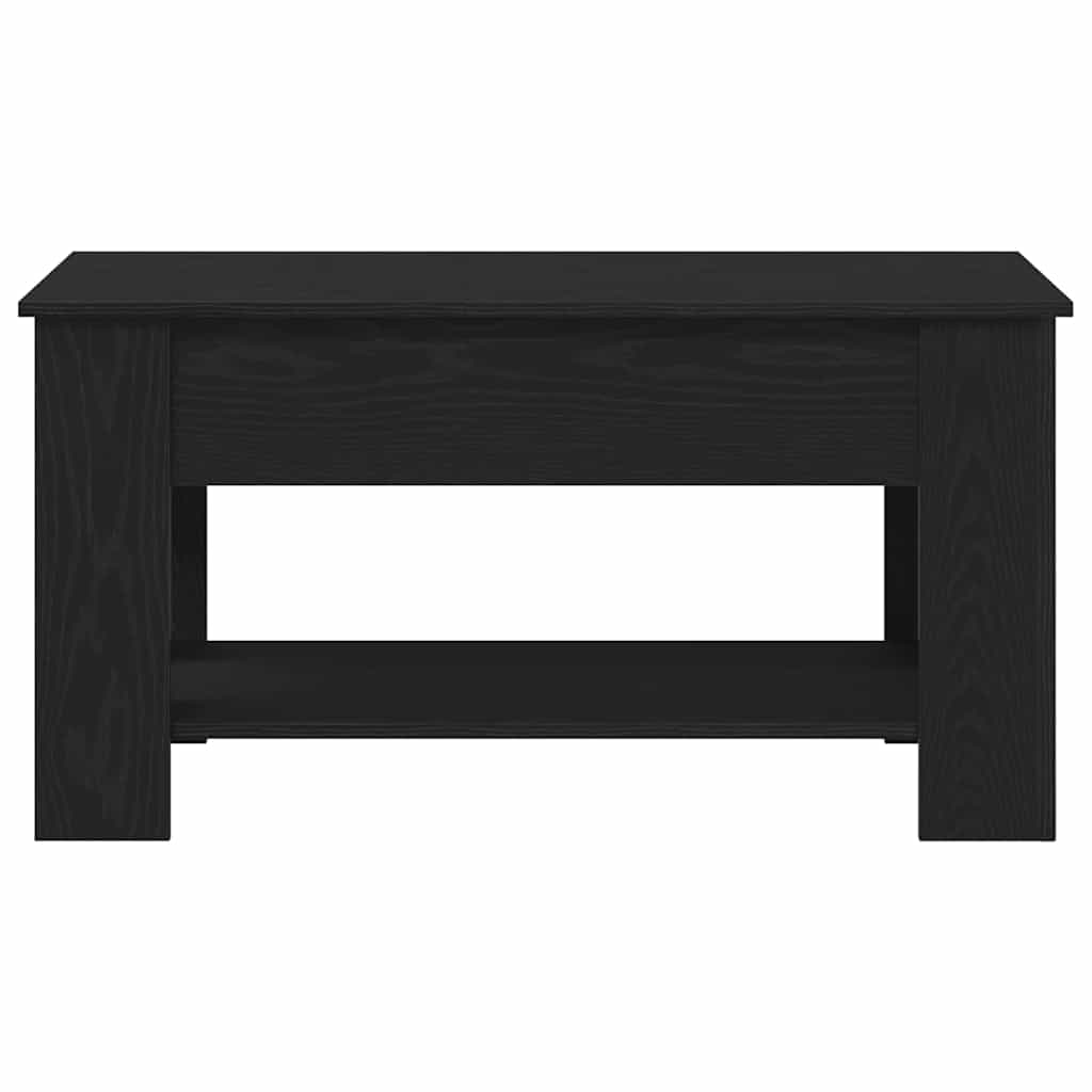 Juodas ąžuolo kavos staliukas - 101x49x52 cm, pagamintas iš inžinerinės medienos