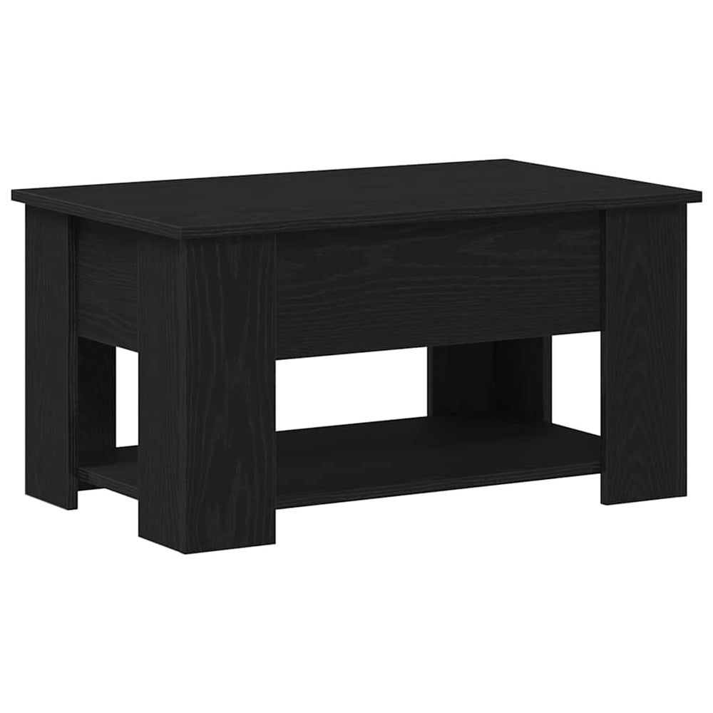 Juodas ąžuolo kavos staliukas 79x49x41 cm, pagamintas iš inžinerinės medienos