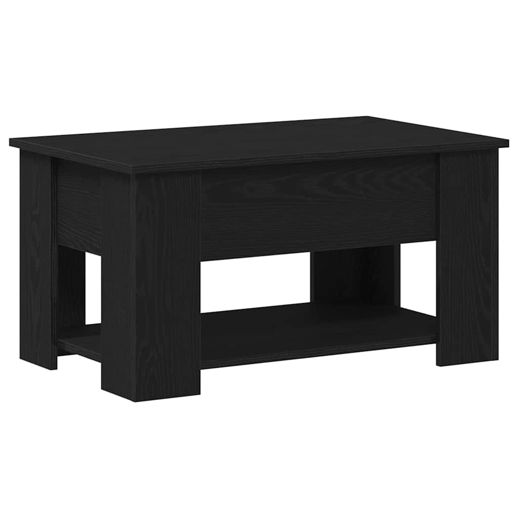 Juodas ąžuolo kavos staliukas 79x49x41 cm, pagamintas iš inžinerinės medienos