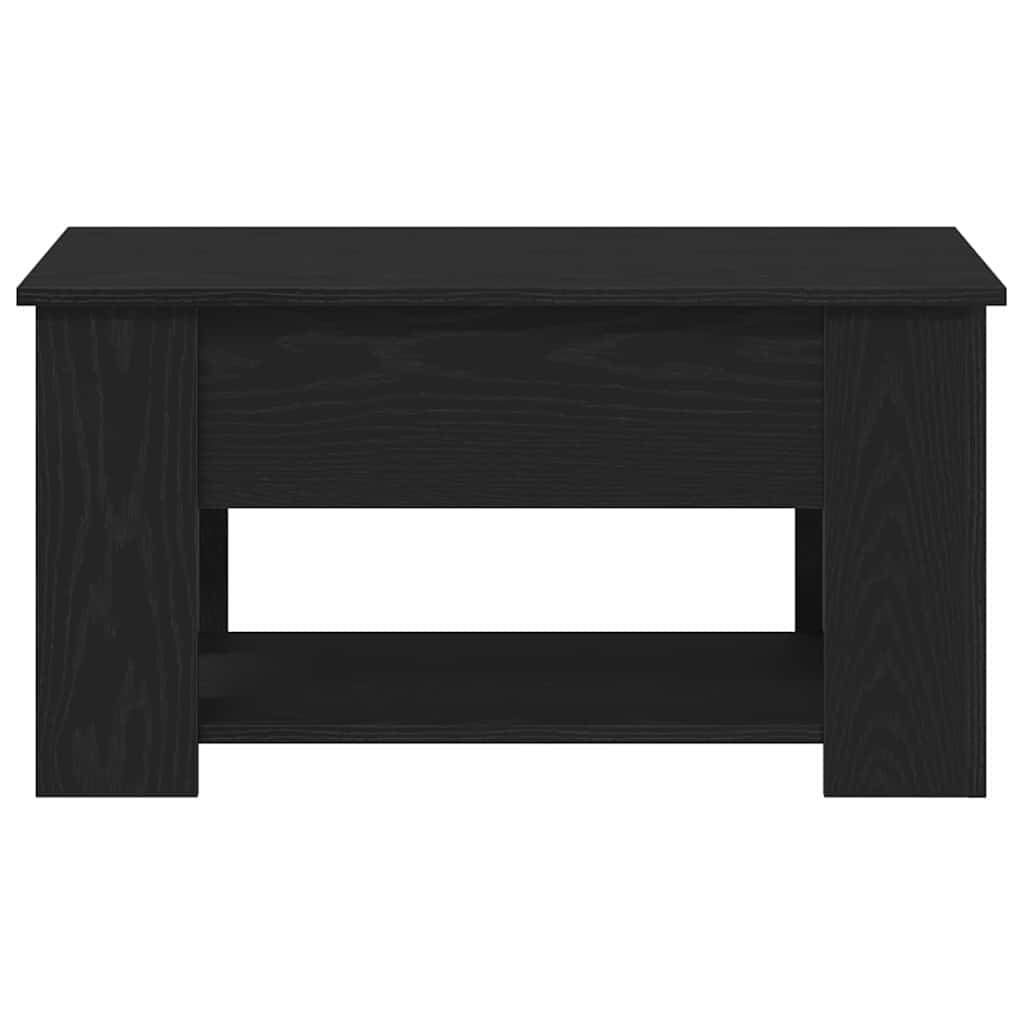 Juodas ąžuolo kavos staliukas 79x49x41 cm, pagamintas iš inžinerinės medienos