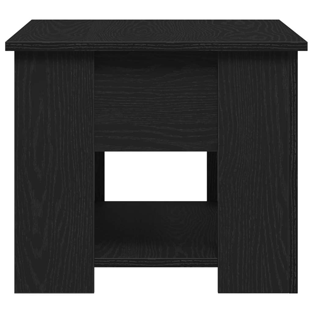 Juodas ąžuolo kavos staliukas 79x49x41 cm, pagamintas iš inžinerinės medienos