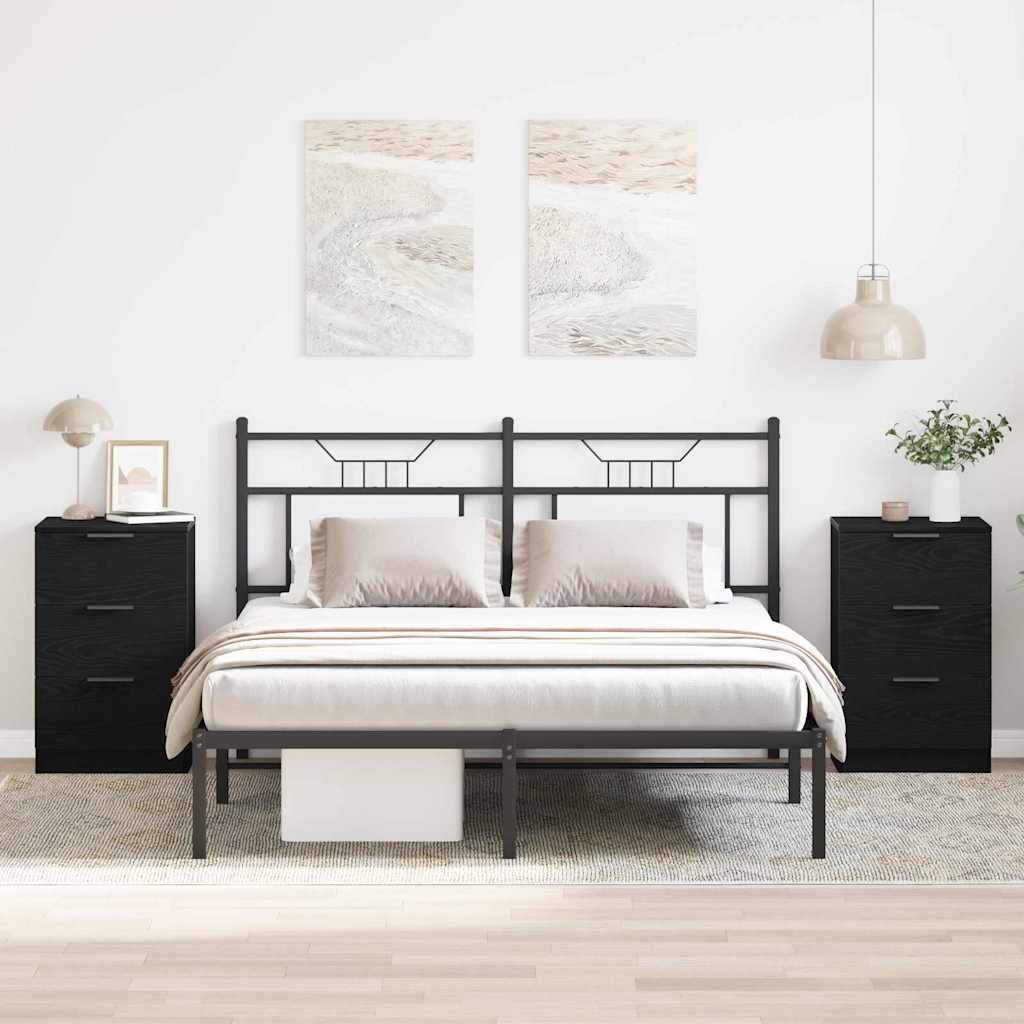 Šalia lovos spintelė 2 pcs juoda ąžuolo 40 x 65 x 65 cm